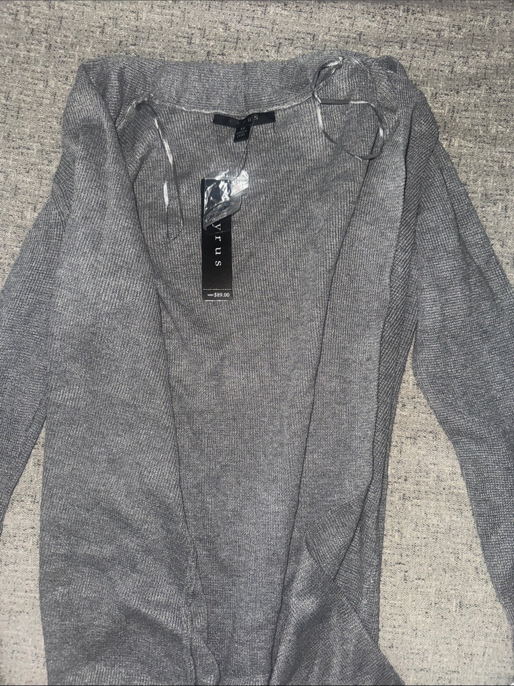 Cyrus Light Gray Ribbed Knit Cardigan